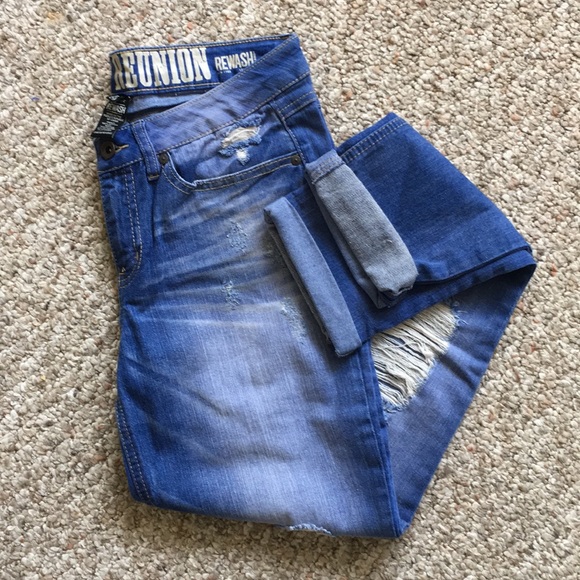 Rewash Denim - Distressed cuffed jeans